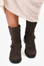 Stuart Weitzman Brown Suede Leather Buckle Detailed Ankle Boots Size 9.5
