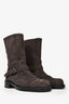 Stuart Weitzman Brown Suede Leather Buckle Detailed Ankle Boots Size 9.5