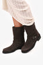 Stuart Weitzman Brown Suede Leather Buckle Detailed Ankle Boots Size 9.5