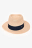 Pre-Loved Chanel™ Beige Raffia Navy Band Sun Hat Size M