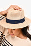 Pre-Loved Chanel™ Beige Raffia Navy Band Sun Hat Size M