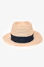 Pre-Loved Chanel™ Beige Raffia Navy Band Sun Hat Size M
