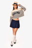 Celine Cream/Navy Striped Logo Cropped Sweater Size S