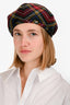 Miu Miu Red Wool Tartan Patterned Beret Hat Size M