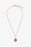 Celine Gold Tone Triomphe Logo Pendant Necklace