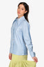 Gucci 2018 Light Blue Silk Pleated Detail Button-Up Shirt Size 38