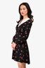 Miu Miu 2020 Black/Pink Silk Heart Patterned Collar Detailed Dress Size 38