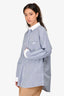 Celine Navy/White Striped Logo Embroidered Button-Up Shirt Size 36