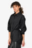 Hermes Black Cinched Waist Detailed Button Up Long Sleeve Shirt Size 34