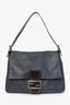 Fendi Black Leather Large Baguette Shoulder Bag
