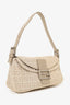 Fendi Beige FF Zucchino Double Flap Baguette Shoulder Bag