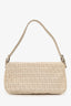 Fendi Beige FF Zucchino Double Flap Baguette Shoulder Bag