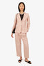 Max Mara Pink Silk/Linen Single Breasted Blazer + High Waisted Straight Leg Pants Size 2