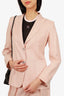 Max Mara Pink Silk/Linen Single Breasted Blazer + High Waisted Straight Leg Pants Size 2