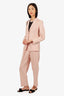 Max Mara Pink Silk/Linen Single Breasted Blazer + High Waisted Straight Leg Pants Size 2