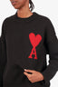 Ami Black Wool Heart Logo Sweater Size S (As Is)