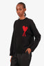 Ami Black Wool Heart Logo Sweater Size S (As Is)