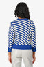 Dries Van Noten Blue/White Striped Long Sleeve Sweater Size M