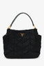 Prada Black Quilted Gathered Nylon Patent Leather Hobo with Strap