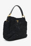 Prada Black Quilted Gathered Nylon Patent Leather Hobo with Strap