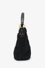 Prada Black Quilted Gathered Nylon Patent Leather Hobo with Strap