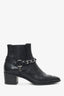 Pre-Loved Chanel™ Black Patent Cap-Toe CC Moto Boots Size 39