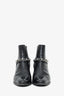 Pre-Loved Chanel™ Black Patent Cap-Toe CC Moto Boots Size 39