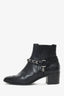 Pre-Loved Chanel™ Black Patent Cap-Toe CC Moto Boots Size 39