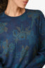 Etro Navy Floral Print Round Neck Long Sleeve Sweater Size S