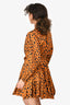 Rhode Dark Orange/Black Leopard Pattern Long Sleeve Mini Dress with Belt Size XS