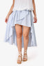 Caroline Constas White/Blue Striped High Low Ruffled Skirt Size S