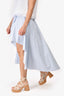 Caroline Constas White/Blue Striped High Low Ruffled Skirt Size S
