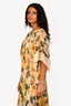 Dolce & Gabbana Yellow Floral Printed Sheer Silk Flowy Dress Size 36