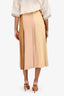 Celine Brown/Yellow Silk Pleated Midi Skirt Size 36
