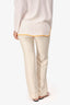 Maison Margiela Cream Silk Straight Leg Pants Size 4