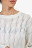 Brunello Cucinelli Cream Knit Embellished Crew Neck Sweater Size M