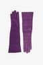 Hermès Purple Leather Elbow Length Gloves Size 6.5