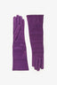 Hermès Purple Leather Elbow Length Gloves Size 6.5
