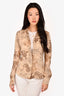 Loro Piana Brown Printed Silk Button Down Shirt Size 40