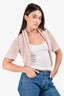 Brunello Cucinelli Light Pink Linen/Cotton Knit Short Sleeves Open Cardigan Size S