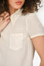 Prada Cream Silk Collared Button Back Top Size 38