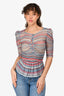 Isabel Marant Blue/Red Metallic Striped Sheer Top Size 0
