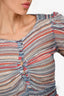 Isabel Marant Blue/Red Metallic Striped Sheer Top Size 0