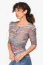 Isabel Marant Blue/Red Metallic Striped Sheer Top Size 0