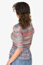 Isabel Marant Blue/Red Metallic Striped Sheer Top Size 0