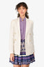 Brunello Cucinelli Off White Silk Beaded Blazer Size 38