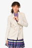 Brunello Cucinelli Off White Silk Beaded Blazer Size 38