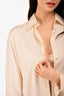 The Row Cream Pinstriped Silk Button Down Shirt Size S