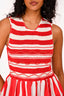 Loretta Caponi Red/White Striped Sleeveless Midi Dress Size S