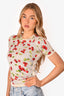 D&G by Dolce Cream Cherry Print Knit T-Shirt Size S (As Is)